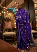 Pure Sattin Purple Party Wear Weaving Saree